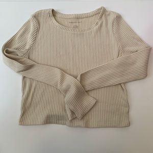 American Eagle Ribbed Cream Soft Long Sleeve Crop